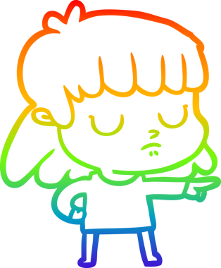 gökkuşağı gradyan çizgi çizimi ilgisiz bir kadın; bir insan tarafından çizilmiş;