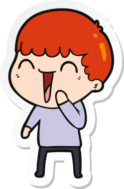 Bir insan tarafından çizilmiş mutlu bir adamın çıkartması.