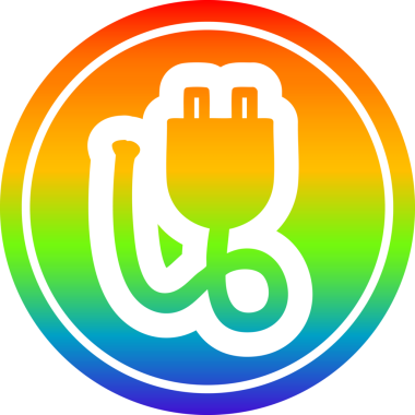 elektrik prizi dairesel simgesi gökkuşağı gradyan bir insan tarafından çizilmiş