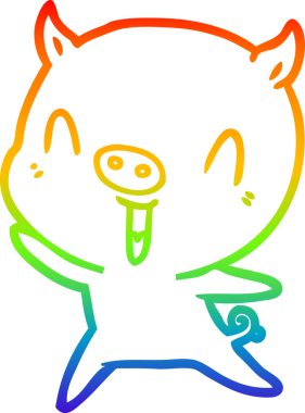 gökkuşağı gradyan çizimi mutlu çizgi domuz çizimi bir insan tarafından çizilmiş