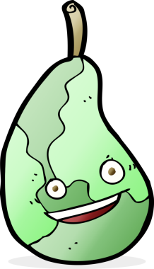 Bir insan tarafından çizilmiş mutlu bir armut.