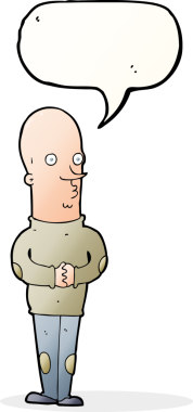 Bir insan tarafından çizilmiş komik, kel bir adam.