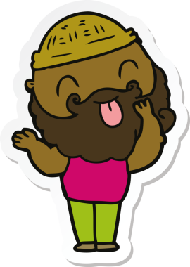 Bir insan tarafından çizilmiş sakallı bir adamın çıkartması.