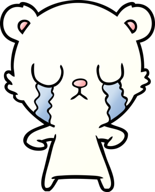 Bir insan tarafından çizilmiş üzgün küçük kutup ayısı çizgi filmi.