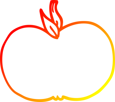 Bir insan tarafından çizilmiş sulu bir elmanın sıcak çizgi çizimi