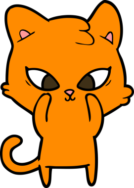 Bir insan tarafından çizilmiş sevimli çizgi film kedisi.