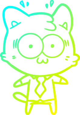 Bir çizgi filmin soğuk gradyan çizimi bir insan tarafından çizilmiş sürpriz bir kedi.