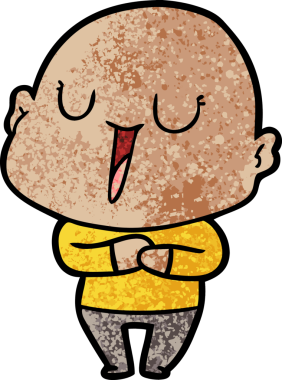 Bir insan tarafından çizilmiş mutlu, kel adam.