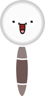 Bir insanın çizdiği büyüteçin düz renkli retro karikatürü