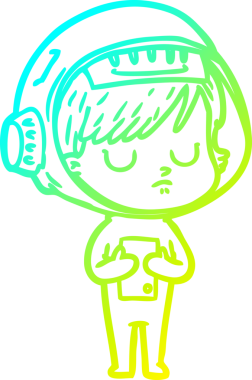 Bir insan tarafından çizilmiş soğuk gradyan çizgili astronot kadın çizimi.