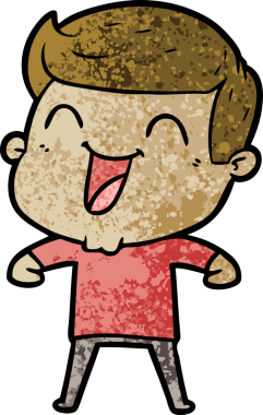 Bir insan tarafından çizilmiş gülen çizgi film adamı.