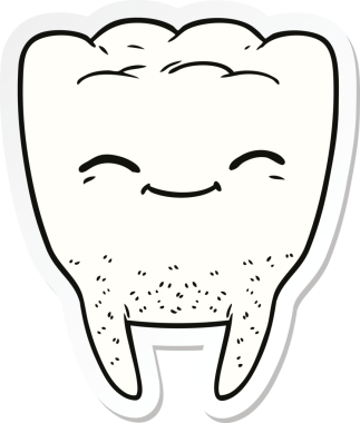 Bir insan tarafından çizilmiş çizgi film dişinin çıkartması.
