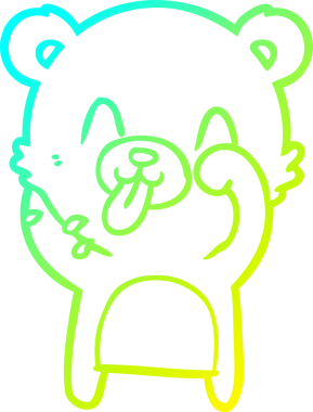 Bir insan tarafından çizilmiş dilden çıkmış kaba bir kutup ayısının soğuk çizgi çizimi.