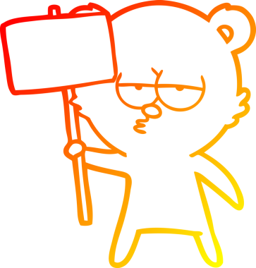 Sıcacık bir kutup ayısı karikatürünün insan tarafından çizilmiş sıcak çizgi çizimi.