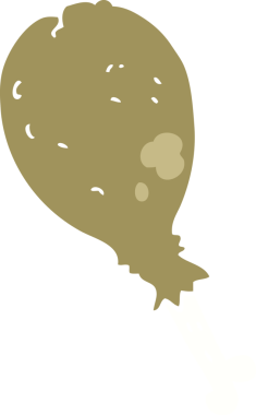 Bir insan tarafından çizilmiş tavuk bacağının düz renk çizimi