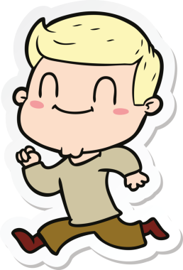 Bir insan tarafından çizilmiş, karikatür dostu bir adamın çıkartması.