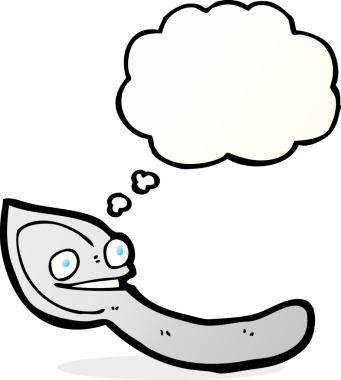 Bir insan tarafından çizilmiş düşünce baloncuklu kaşık.