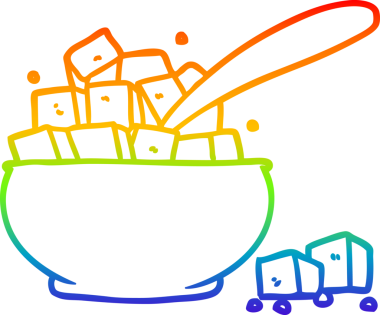 Gökkuşağı gradyan çizgi çizimi bir insan tarafından çizilmiş şeker kasesi