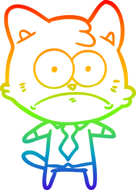 Gökkuşağı gradyan çizgi çizimi Bir insan tarafından çizilmiş sinirli iş kedisi