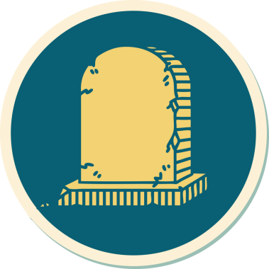 Bir insan tarafından çizilmiş bir mezar taşının geleneksel stiliyle dövme çıkartması.