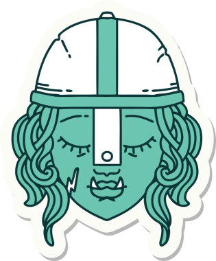 Bir insan tarafından çizilmiş Ork Savaşçısı karakterinin çıkartması.