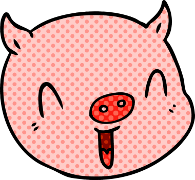 Bir insan tarafından çizilmiş domuz suratlı çizgi film.