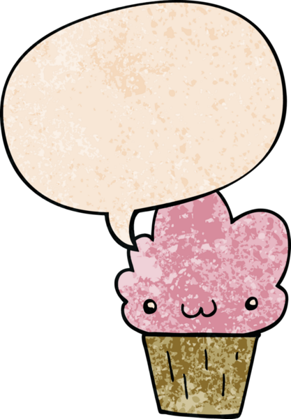 Bir insan tarafından çizilmiş, yüz ifadeli, retro desenli bir kek.