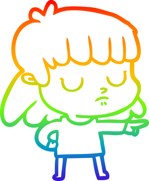 gökkuşağı gradyan çizgi çizimi ilgisiz bir kadın; bir insan tarafından çizilmiş;