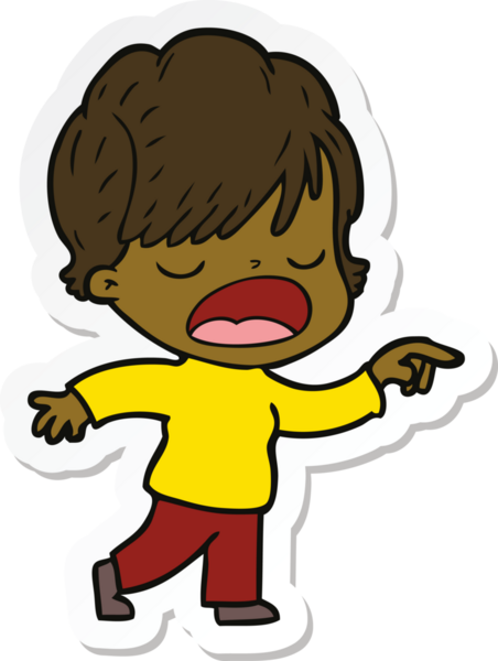 Bir insan tarafından çizilmiş bir karikatür kadının çıkartması.