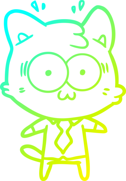 Bir çizgi filmin soğuk gradyan çizimi bir insan tarafından çizilmiş sürpriz bir kedi.