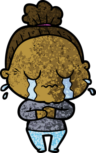 Bir insan tarafından çizilmiş ağlayan yaşlı kadın çizgi filmi.