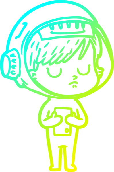 Bir insan tarafından çizilmiş soğuk gradyan çizgili astronot kadın çizimi.