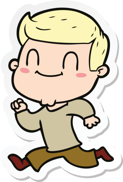 Bir insan tarafından çizilmiş, karikatür dostu bir adamın çıkartması.