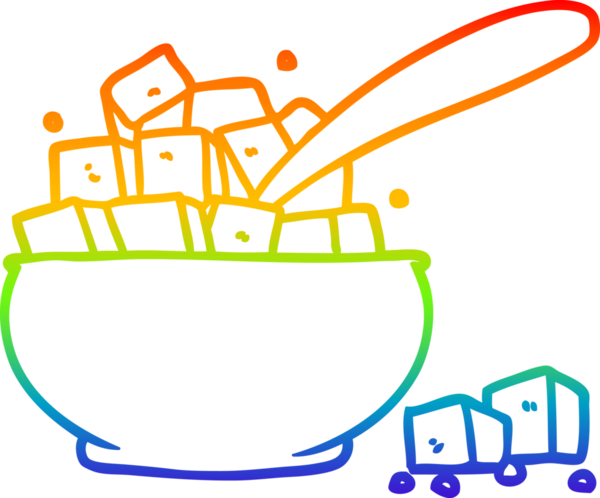 Gökkuşağı gradyan çizgi çizimi bir insan tarafından çizilmiş şeker kasesi