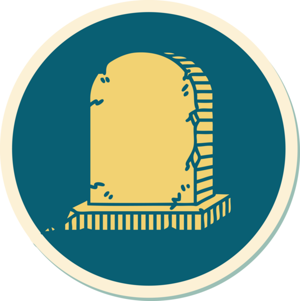 Bir insan tarafından çizilmiş bir mezar taşının geleneksel stiliyle dövme çıkartması.