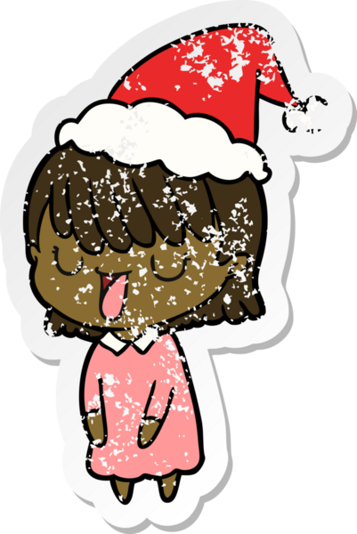 Bir insan tarafından çizilmiş Noel Baba şapkası giymiş bir kadının el yazısı.