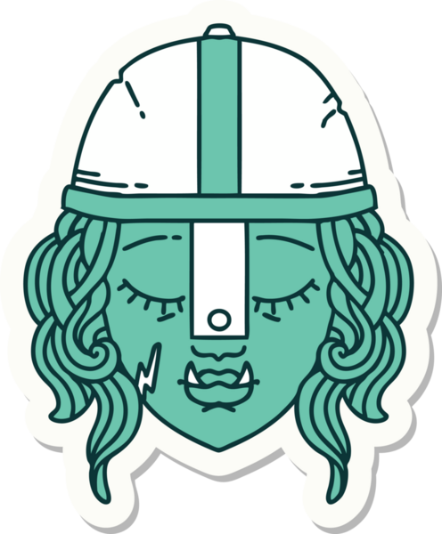 Bir insan tarafından çizilmiş Ork Savaşçısı karakterinin çıkartması.