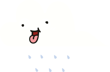 Bir insan tarafından çizilmiş bir yağmur bulutunun düz renkli retro karikatürü