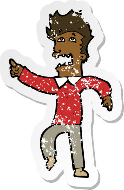 Bir insan tarafından çizilmiş korkmuş bir adamın karikatür çıkartması.