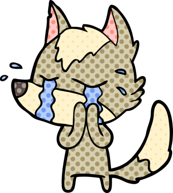 Bir insan tarafından çizilmiş ağlayan kurt çizgi filmi.