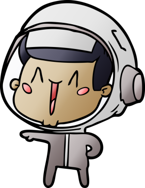 Bir insan tarafından çizilmiş mutlu astronot çizgi filmi.