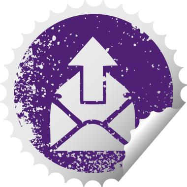 Bir insan tarafından çizilmiş e-posta işaretinin sıkıntılı, dairesel soyma etiketi