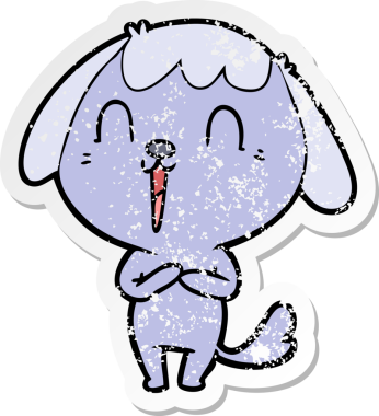 Bir insan tarafından çizilmiş şirin bir köpeğin sıkıntılı çıkartması.