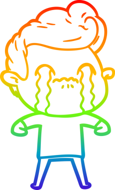 Gökkuşağı gradyan çizimi bir insan tarafından çizilmiş ağlayan bir karikatür adamı çiziyor.