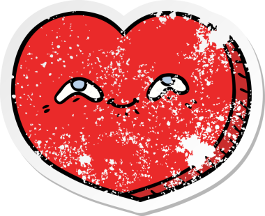 Bir insan tarafından çizilmiş karikatür bir aşk kalbinin hüzünlü çıkartması.