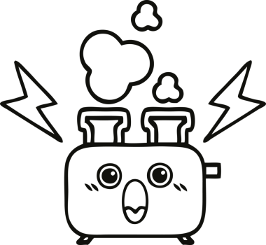 Bir insan tarafından çizilmiş bir tost makinesinin çizgi çizimi