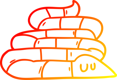 Bir insan tarafından çizilmiş uykulu bir yılanın sıcak çizgi çizimi