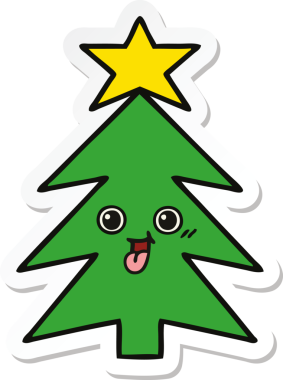 Bir insan tarafından çizilmiş şirin bir noel ağacının çıkartması.