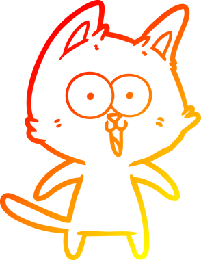 Bir insan tarafından çizilmiş komik bir çizgi film kedisinin sıcak çizgi çizimi