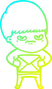 Bir insan tarafından çizilmiş kızgın bir çizgi film çocuğunun soğuk gradyan çizgisi